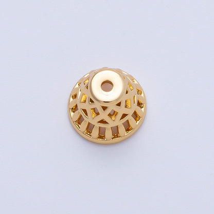18K Gold 11mm Geometric Filigree Cap Bead | Z1665