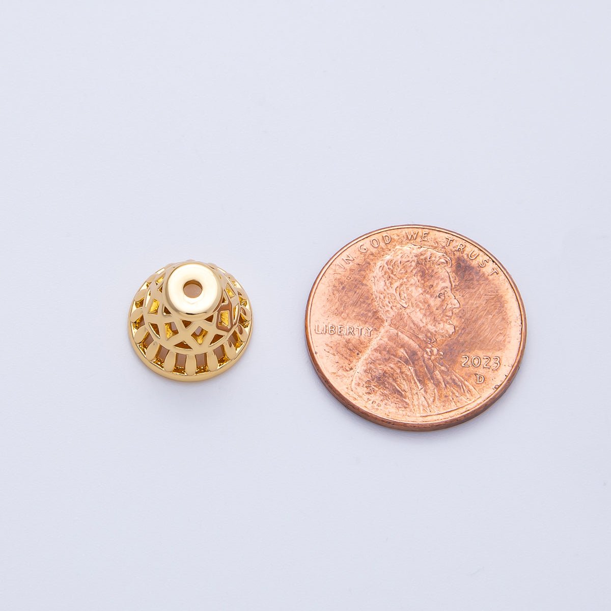 18K Gold 11mm Geometric Filigree Cap Bead | Z1665