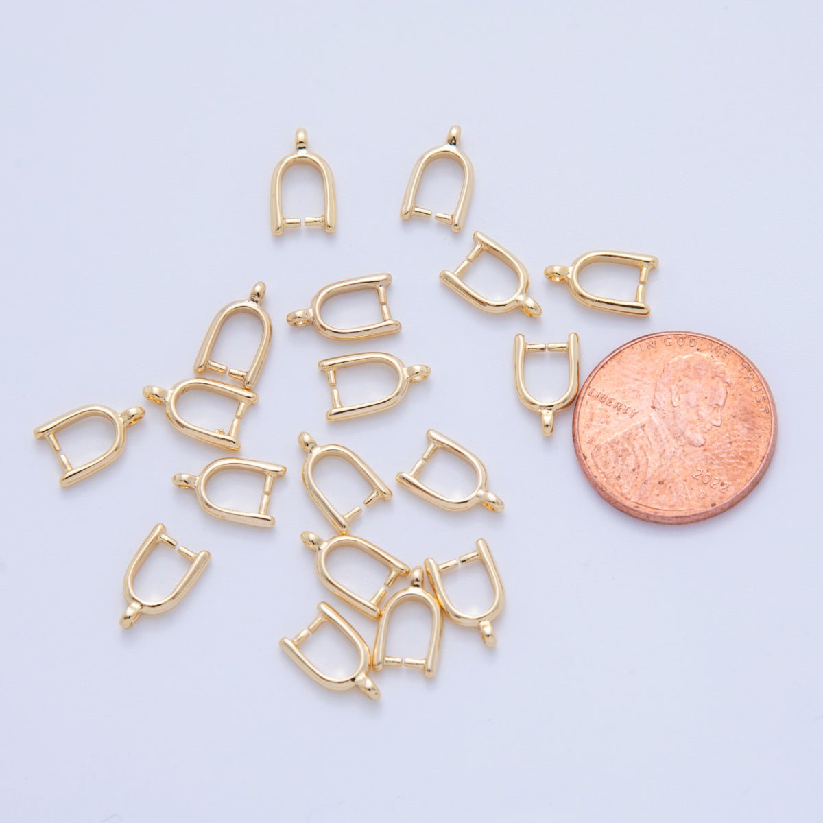18K Gold Filled 10.3mm Minimalist Pinch Bail Finding Set by 10 Pieces | Z1203