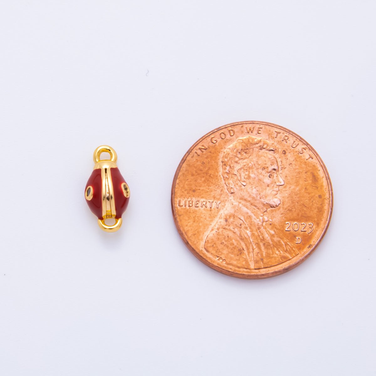 18K Gold Filled 10.5mm Red Enamel Art Snake Head Animals Charm Connector | Y-050