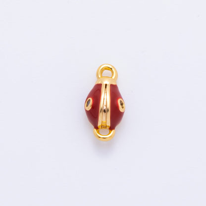 18K Gold Filled 10.5mm Red Enamel Art Snake Head Animals Charm Connector | Y-050