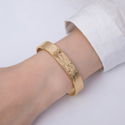 18K Gold Filled 10.7mm Wide Hammered Cuff Bracelet | WA-3968