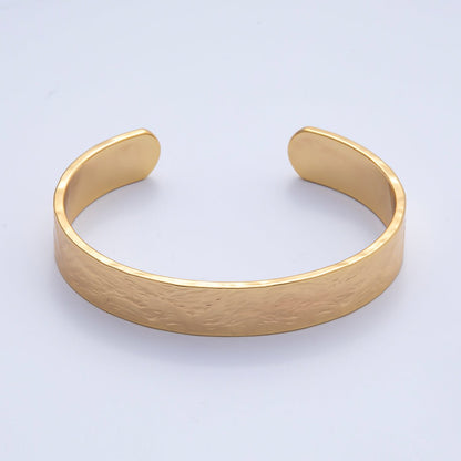 18K Gold Filled 10.7mm Wide Hammered Cuff Bracelet | WA-3968