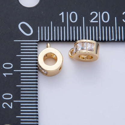 18K Gold Filled 10mm Clear CZ Baguette Rondelle Bead Bail Finding | Z1594