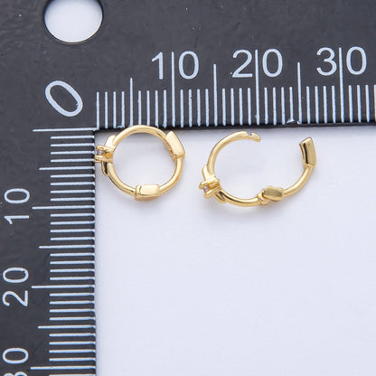 18K Gold Filled 10mm Clear CZ Celestial North Star Cartilage Huggie Earrings | Q167