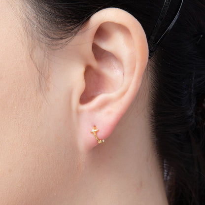 18K Gold Filled 10mm Clear CZ Celestial North Star Cartilage Huggie Earrings | Q167