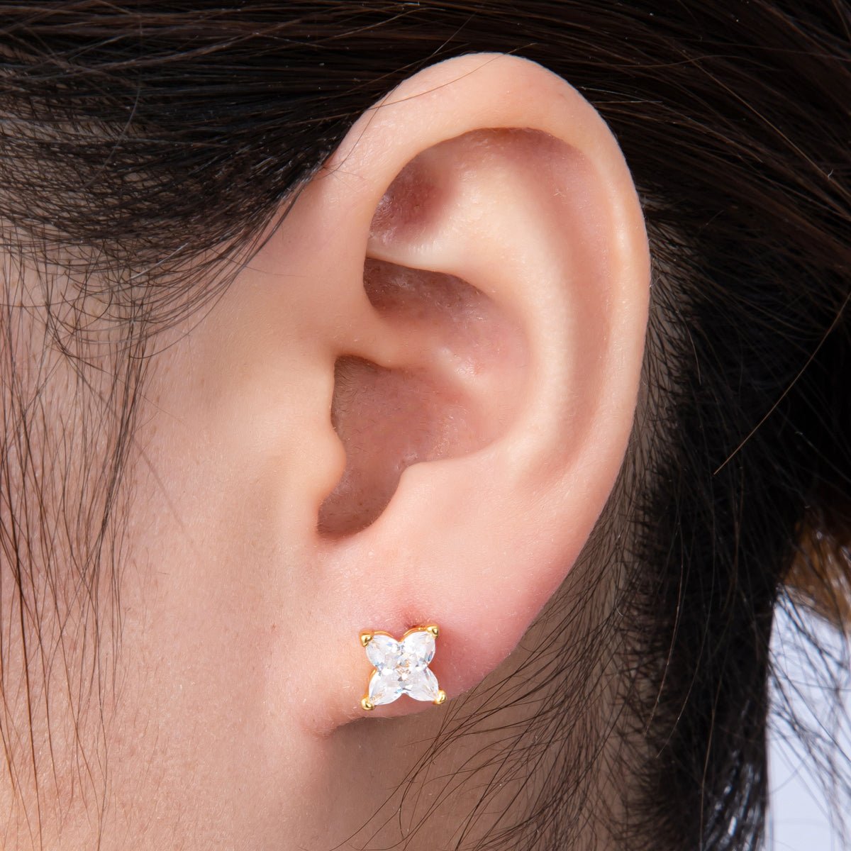 18K Gold Filled 10mm Clear CZ Mini Celestial Star Stud Earrings | EARRINGS-00153