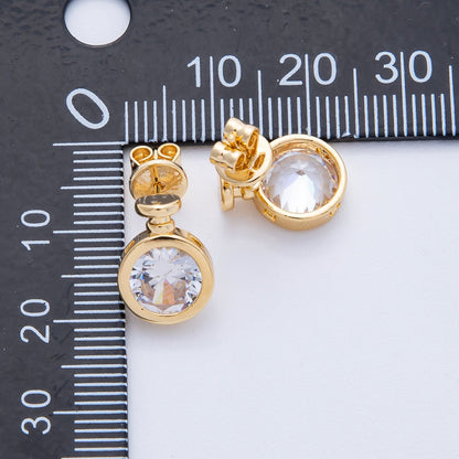 18K Gold Filled 10mm Clear CZ Round Geometric Stud Earrings | Earrings-00127