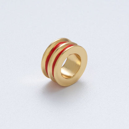 18K Gold Filled 10mm Double Enamel Rondelle Bead | Beads-00009-Beads-00014