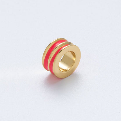 18K Gold Filled 10mm Double Enamel Rondelle Bead | Beads-00009-Beads-00014