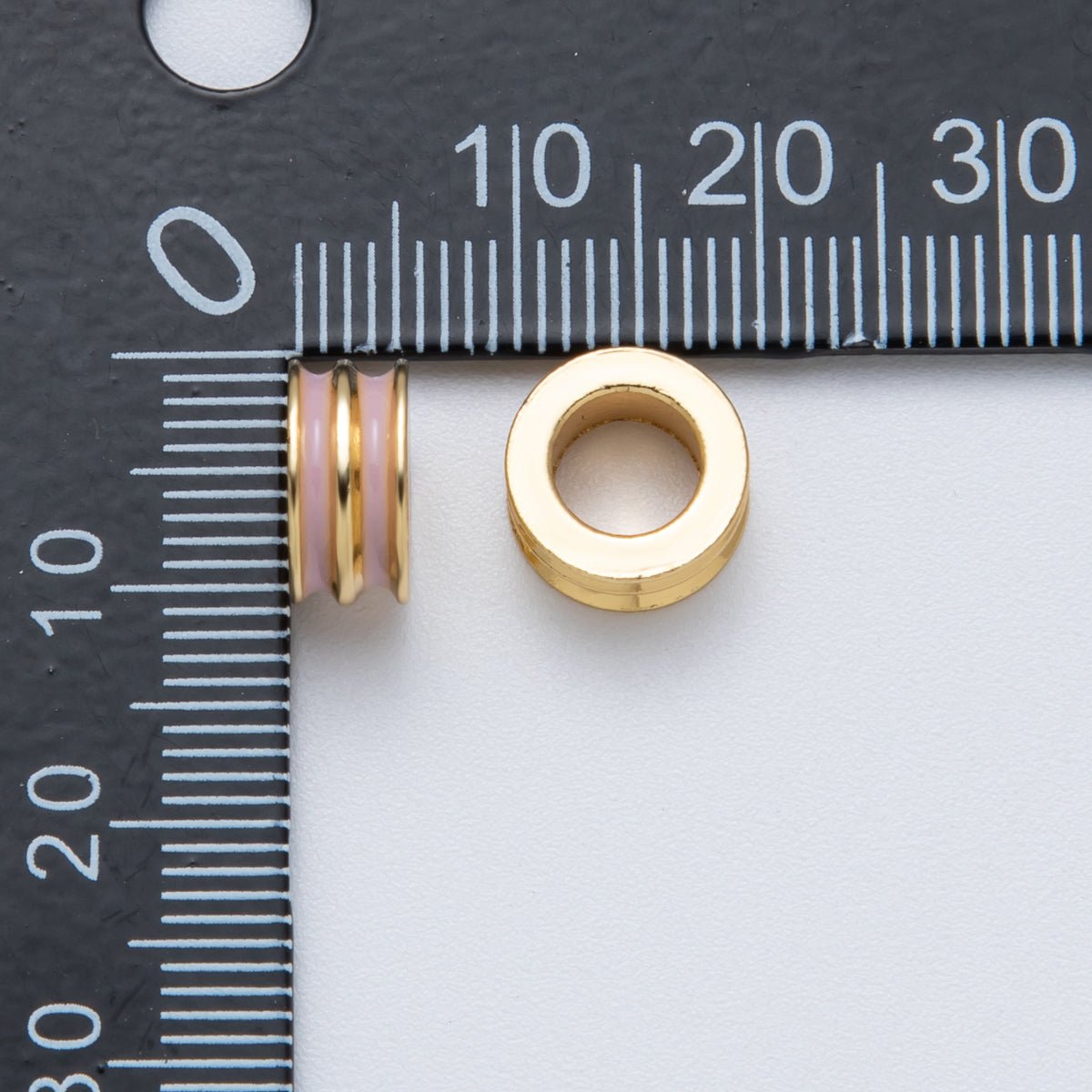 18K Gold Filled 10mm Double Enamel Rondelle Bead | Beads-00009-Beads-00014