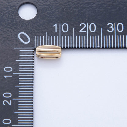 18K Gold Filled 10mm Lines Textured Bar Tube Slider Bead Spacer 10pcs | AF-A1064