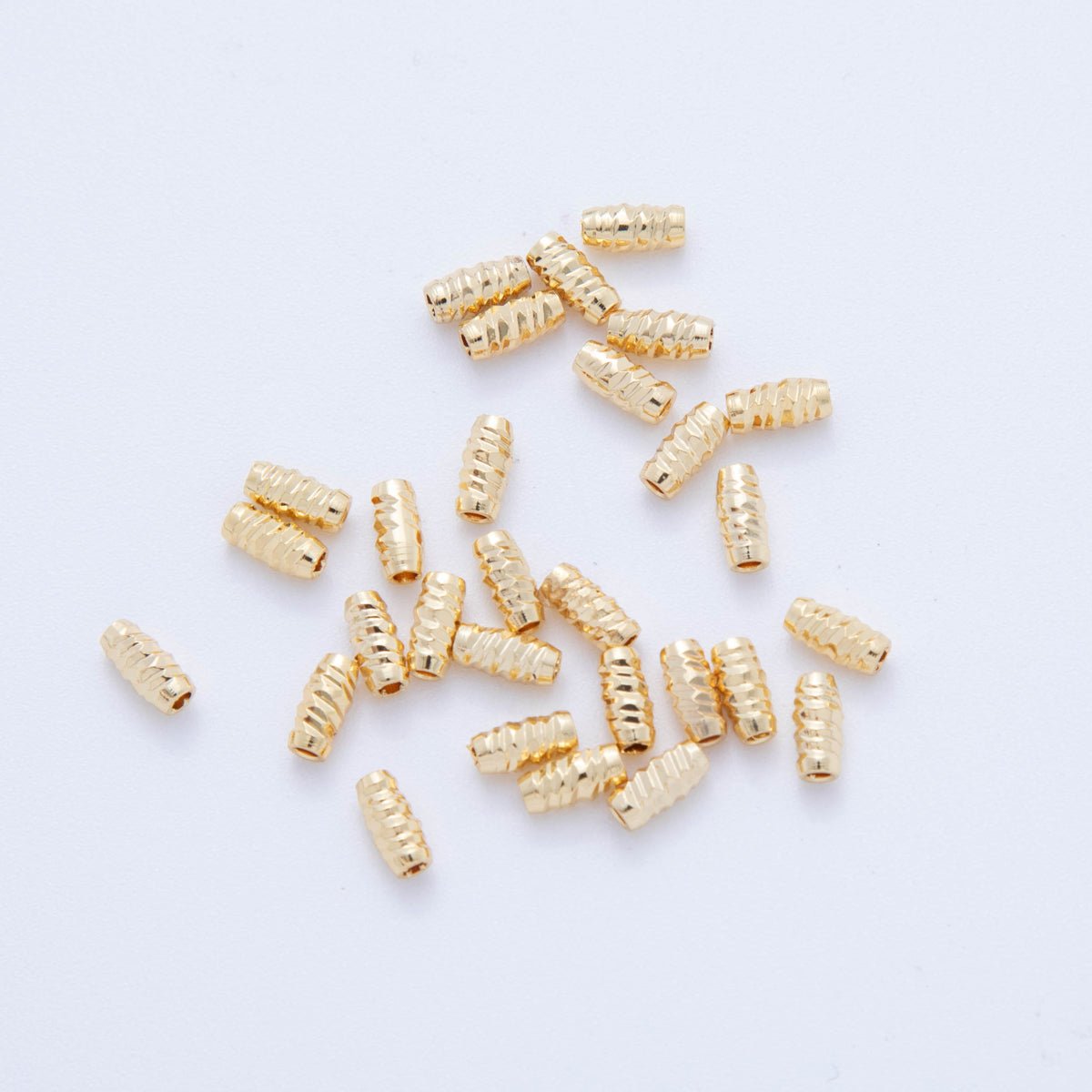 18K Gold Filled 10mm Lines Twisted Barrel Tube Slider Bead Spacer 10pcs  | AF-A1067