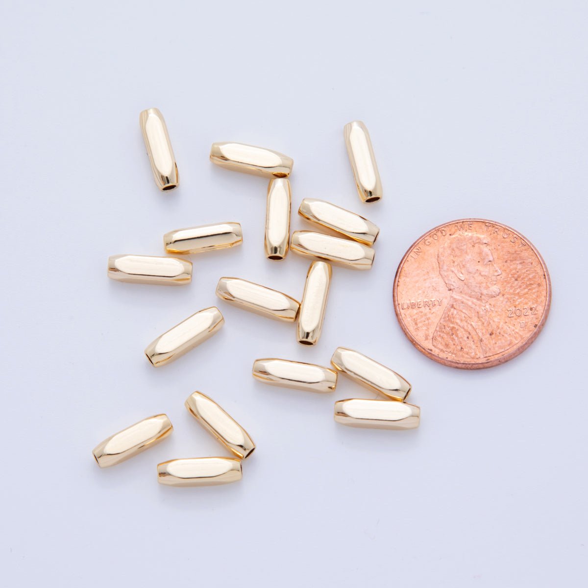 18K Gold Filled 10mm Long Bar Tube Slider Bead Spacer 10pcs | AF-A1060