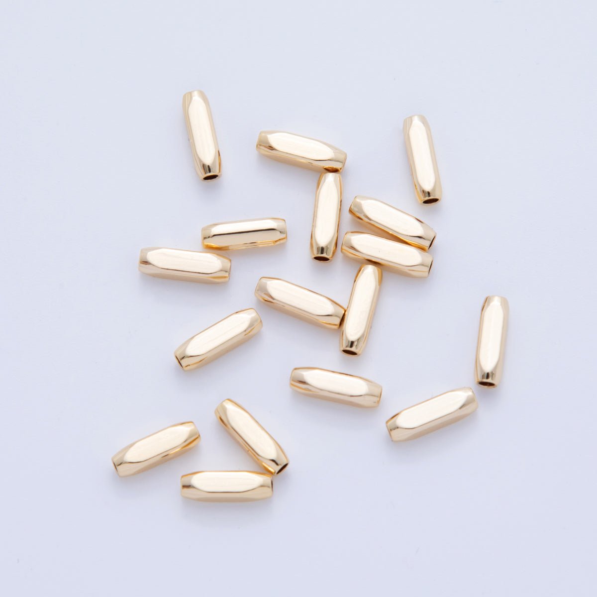 18K Gold Filled 10mm Long Bar Tube Slider Bead Spacer 10pcs | AF-A1060