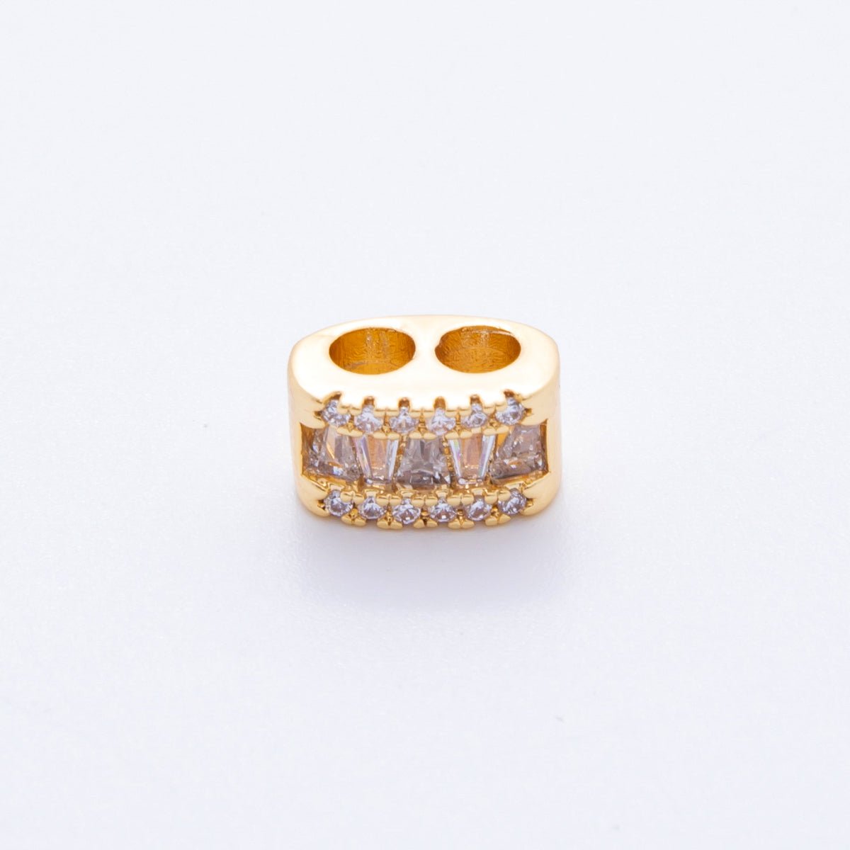 18K Gold Filled 10mm Micro Paved CZ Double Loop Clasp for Adjustable Cord necklace Component | AF1024