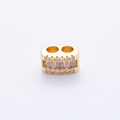 18K Gold Filled 10mm Micro Paved CZ Double Loop Clasp for Adjustable Cord necklace Component | AF1024