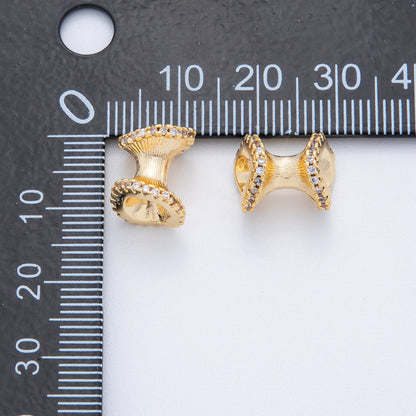 18K Gold Filled 10mm Micro Paved CZ Hourglass Tube Bead Spacer | AF-A1018