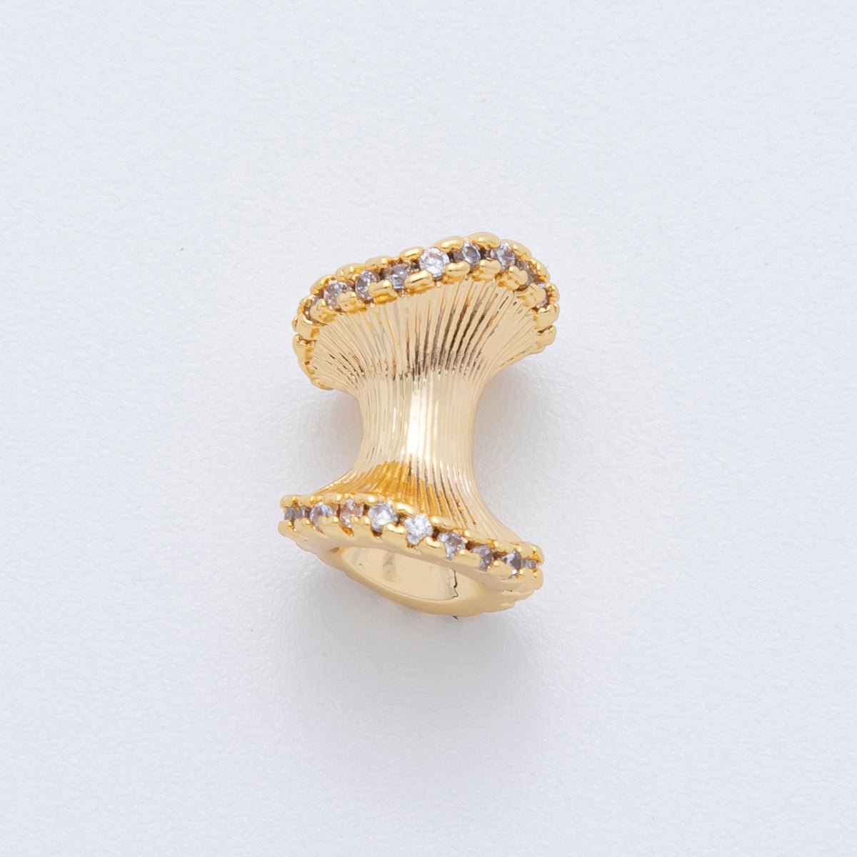 18K Gold Filled 10mm Micro Paved CZ Hourglass Tube Bead Spacer | AF-A1018