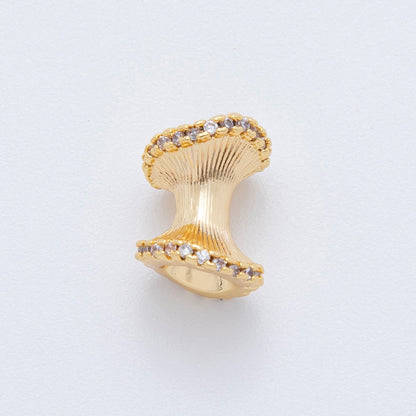 18K Gold Filled 10mm Micro Paved CZ Hourglass Tube Bead Spacer | AF-A1018