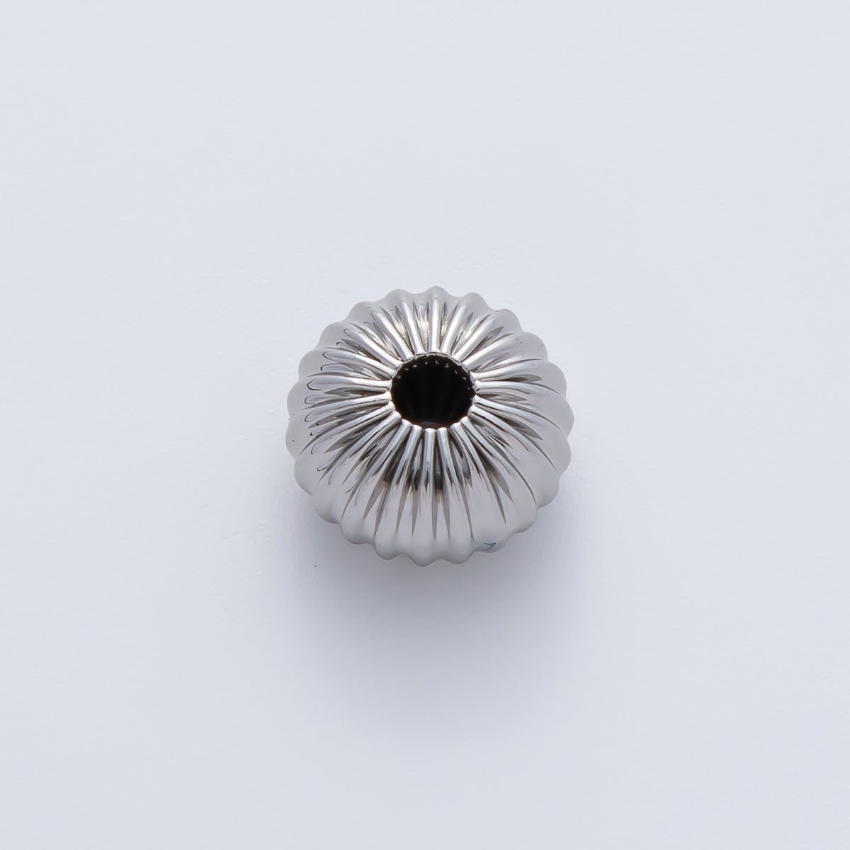18K Gold Filled 10mm Ribbed Croissant Rondelle Bead in Gold &amp; Silver | B348
