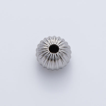 18K Gold Filled 10mm Ribbed Croissant Rondelle Bead in Gold &amp; Silver | B348