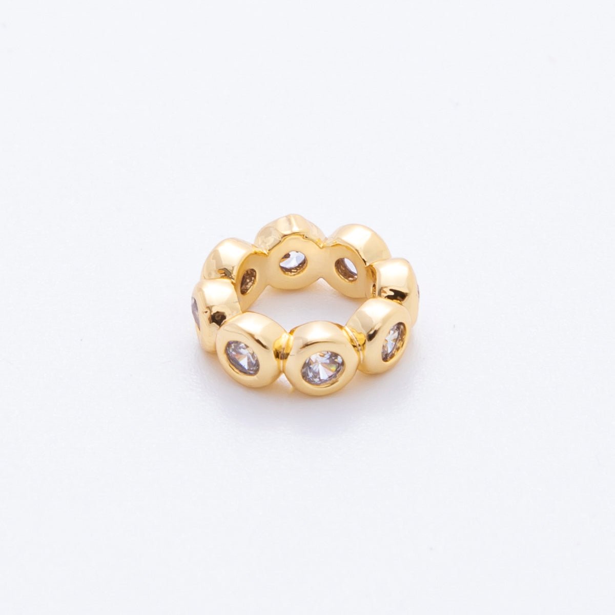 18K Gold Filled 10mm Round CZ Donut Bead Spacer | AF-A1069