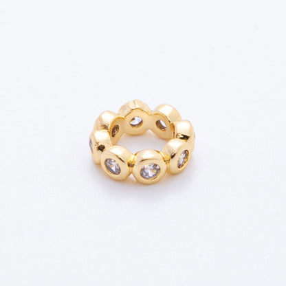 18K Gold Filled 10mm Round CZ Donut Bead Spacer | AF-A1069