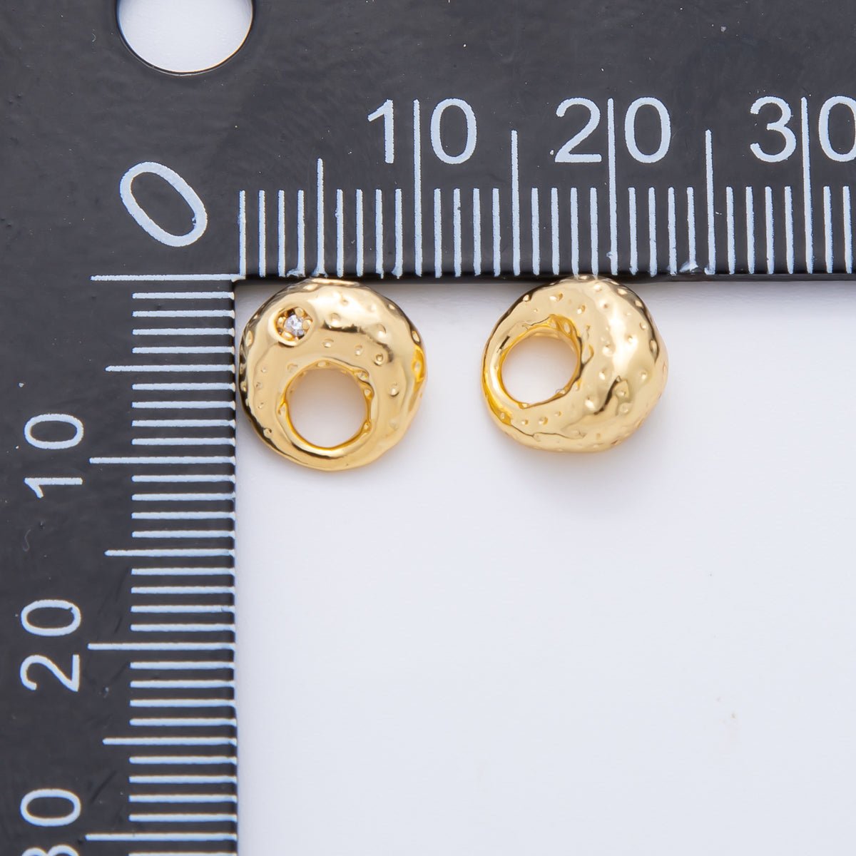 18K Gold Filled 10mm Round CZ Unique Oval with Large Hole Spacer Bead | AF-A1087