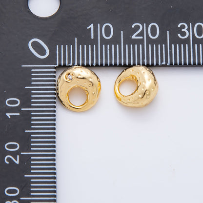 18K Gold Filled 10mm Round CZ Unique Oval with Large Hole Spacer Bead | AF-A1087