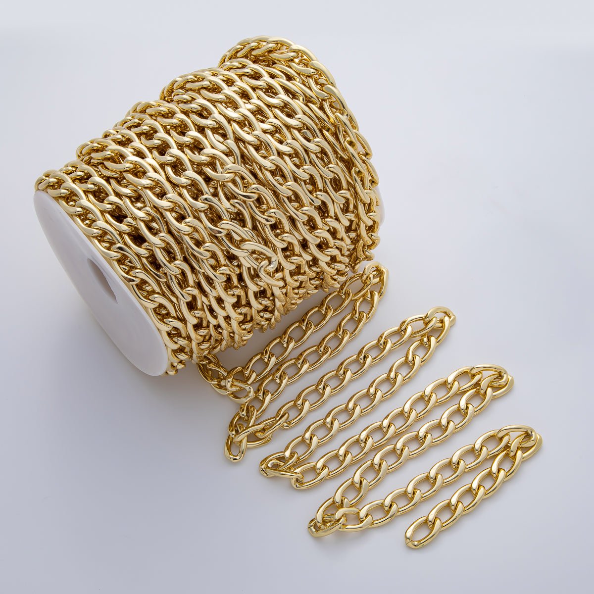18K Gold Filled 10mm x 17mm Minimalist Curb Unfinished Chain by Yard | Roll-1768