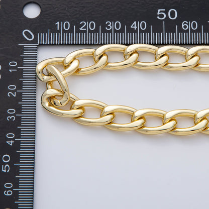 18K Gold Filled 10mm x 17mm Minimalist Curb Unfinished Chain by Yard | Roll-1768