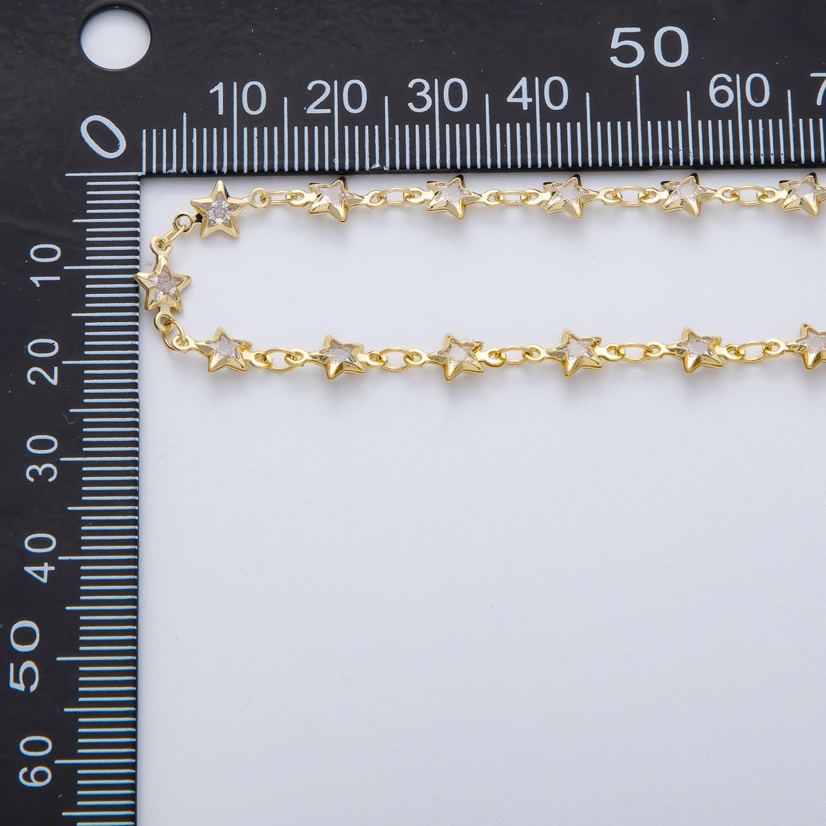 18K Gold Filled 10mm x 6mm Clear Celestial Star Unfinished Chain by Yard | Roll-1781