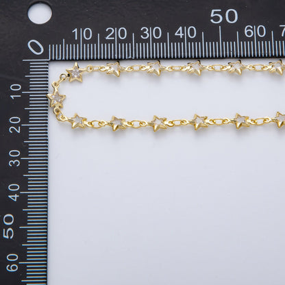 18K Gold Filled 10mm x 6mm Clear Celestial Star Unfinished Chain by Yard | Roll-1781