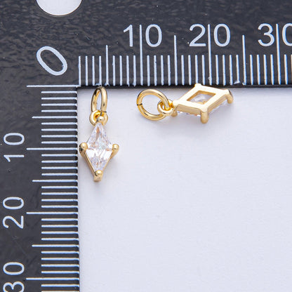 18K Gold Filled 11.5mm Clear CZ Rhombus Mini Charm | AK042