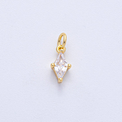 18K Gold Filled 11.5mm Clear CZ Rhombus Mini Charm | AK042