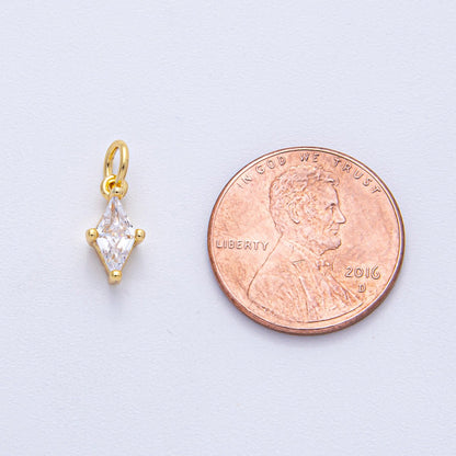 18K Gold Filled 11.5mm Clear CZ Rhombus Mini Charm | AK042