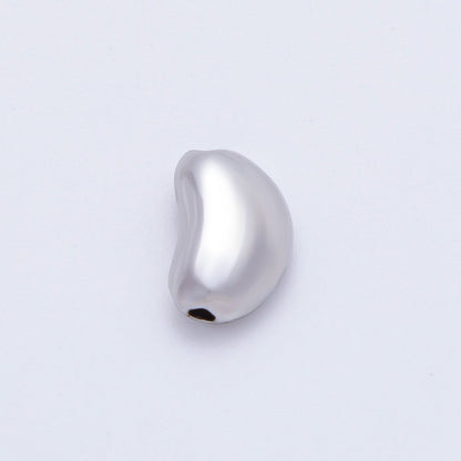 18K Gold Filled 11.5mm Puffed Bean Pebble Spacer Bead in Gold &amp; Silver | AF1091