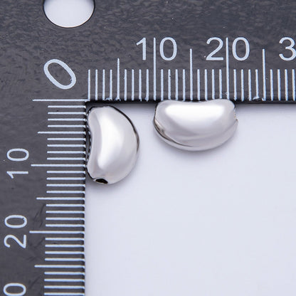 18K Gold Filled 11.5mm Puffed Bean Pebble Spacer Bead in Gold &amp; Silver | AF1091