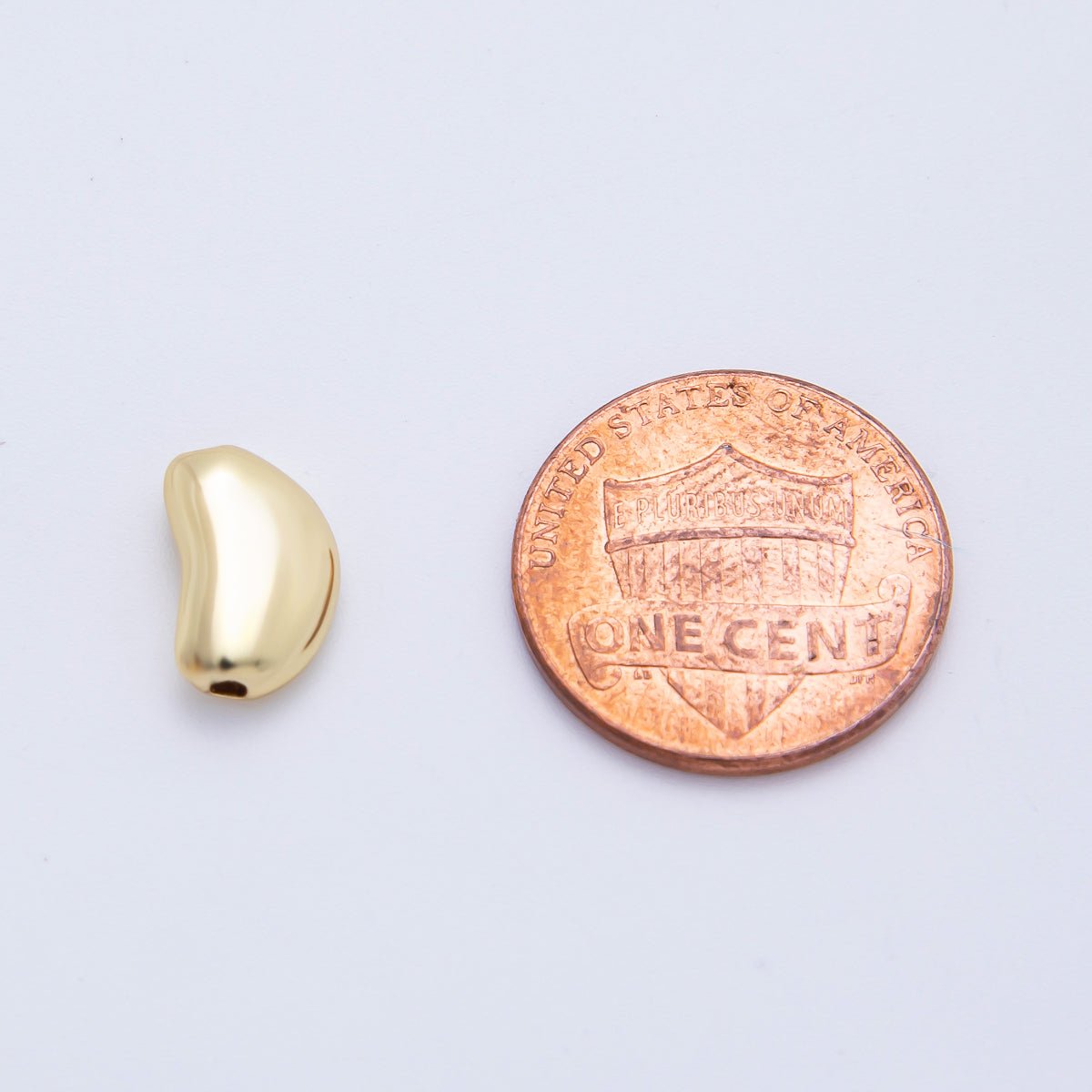 18K Gold Filled 11.5mm Puffed Bean Pebble Spacer Bead in Gold &amp; Silver | AF1091