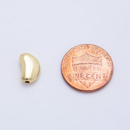 18K Gold Filled 11.5mm Puffed Bean Pebble Spacer Bead in Gold &amp; Silver | AF1091