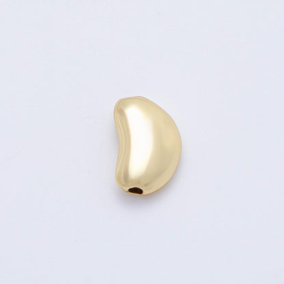18K Gold Filled 11.5mm Puffed Bean Pebble Spacer Bead in Gold &amp; Silver | AF1091