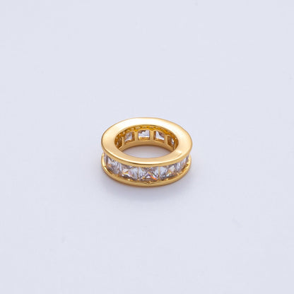 18K Gold Filled 11.7mm Clear CZ Baguette Rondelle Bead | B697