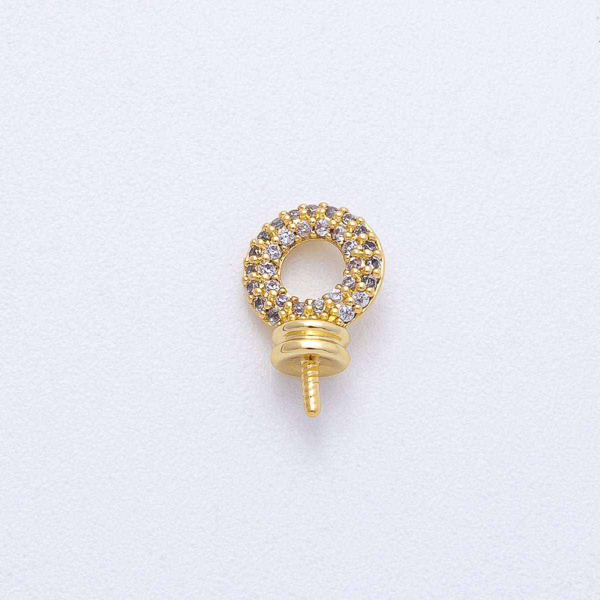 18K Gold Filled 11.8mm Drill Micro Paved CZ Open Round Bail Finding | Z1656