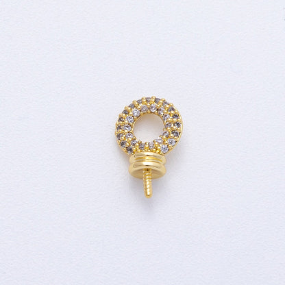 18K Gold Filled 11.8mm Drill Micro Paved CZ Open Round Bail Finding | Z1656