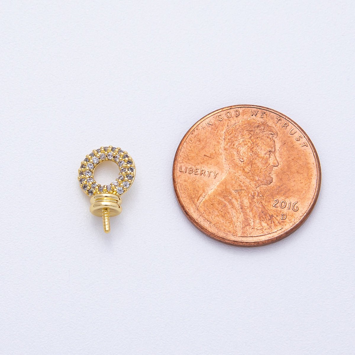 18K Gold Filled 11.8mm Drill Micro Paved CZ Open Round Bail Finding | Z1656