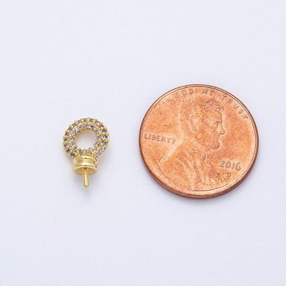 18K Gold Filled 11.8mm Drill Micro Paved CZ Open Round Bail Finding | Z1656