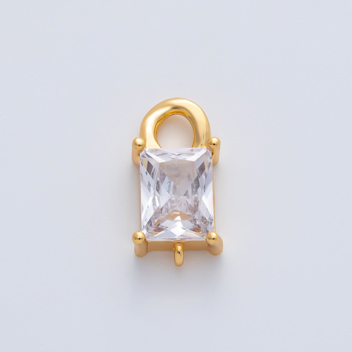 18K Gold Filled 11mm Clear CZ Baguette Curb Connector Finding | Z1448