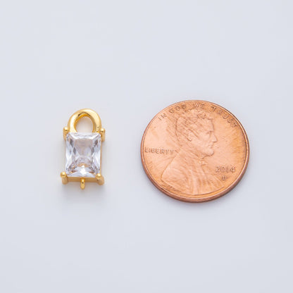 18K Gold Filled 11mm Clear CZ Baguette Curb Connector Finding | Z1448