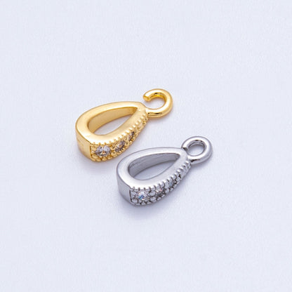 18K Gold Filled 11mm Micro Paved CZ Open Loop Bail Pendant Findings in Gold &amp; Silver | Findings-00129 Findings-00130